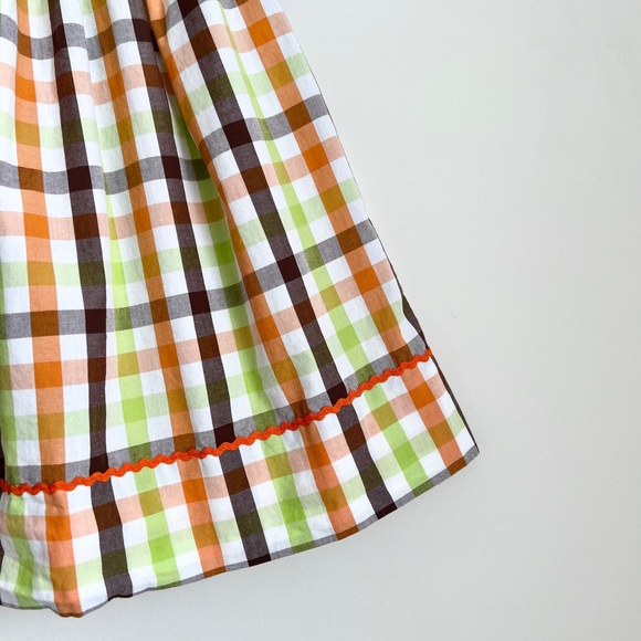 Fall Thanksgiving Pumpkin Turkey Checkered 3T Smocked Dress - Picture 2 of 10